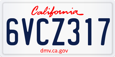 CA license plate 6VCZ317