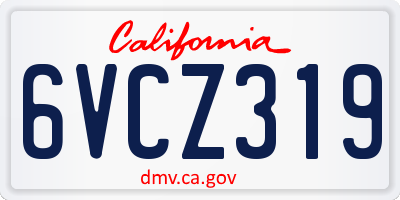 CA license plate 6VCZ319