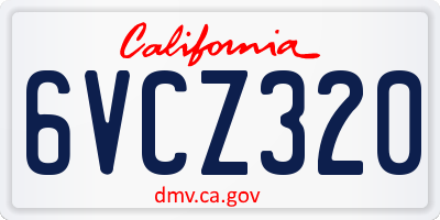 CA license plate 6VCZ320
