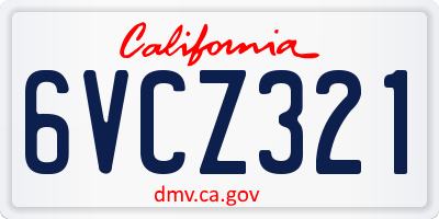 CA license plate 6VCZ321