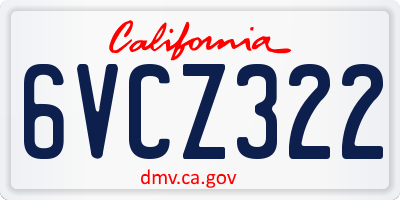 CA license plate 6VCZ322