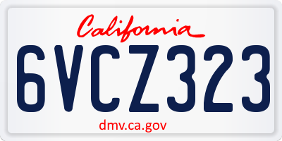 CA license plate 6VCZ323