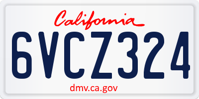 CA license plate 6VCZ324