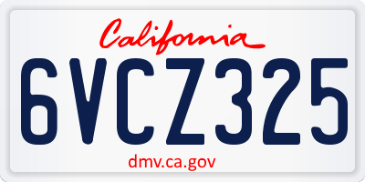 CA license plate 6VCZ325