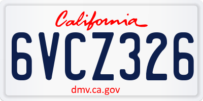 CA license plate 6VCZ326