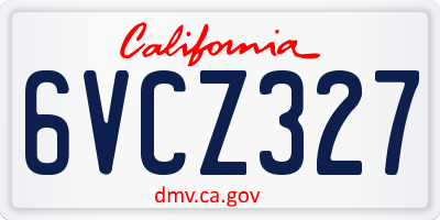 CA license plate 6VCZ327