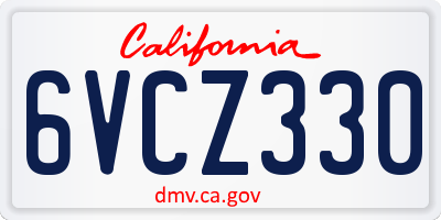 CA license plate 6VCZ330