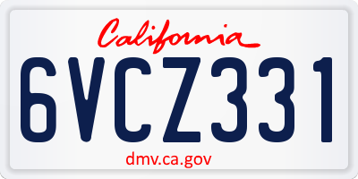 CA license plate 6VCZ331