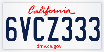 CA license plate 6VCZ333