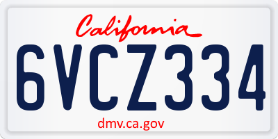 CA license plate 6VCZ334