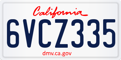 CA license plate 6VCZ335