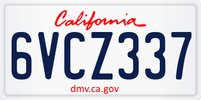 CA license plate 6VCZ337