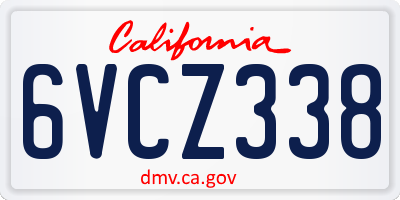 CA license plate 6VCZ338