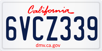 CA license plate 6VCZ339