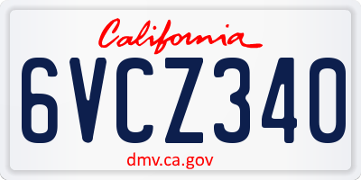 CA license plate 6VCZ340