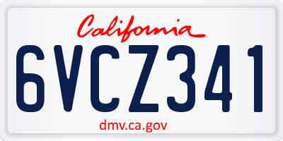 CA license plate 6VCZ341