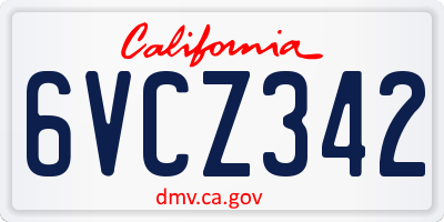 CA license plate 6VCZ342