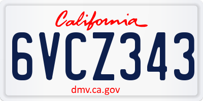CA license plate 6VCZ343