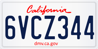 CA license plate 6VCZ344
