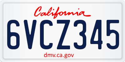 CA license plate 6VCZ345