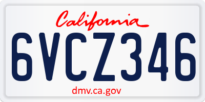 CA license plate 6VCZ346