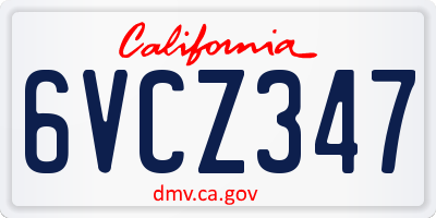 CA license plate 6VCZ347