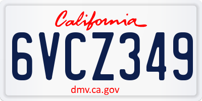 CA license plate 6VCZ349