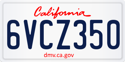 CA license plate 6VCZ350