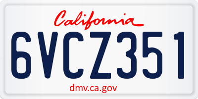 CA license plate 6VCZ351