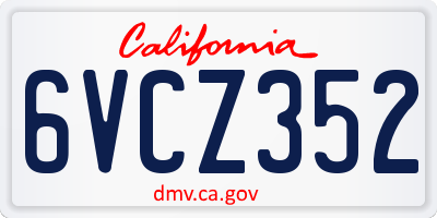 CA license plate 6VCZ352