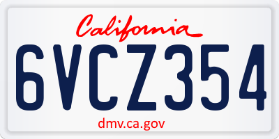 CA license plate 6VCZ354