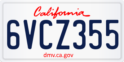 CA license plate 6VCZ355