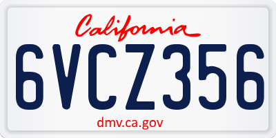 CA license plate 6VCZ356