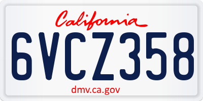 CA license plate 6VCZ358