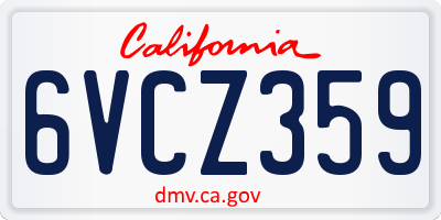 CA license plate 6VCZ359