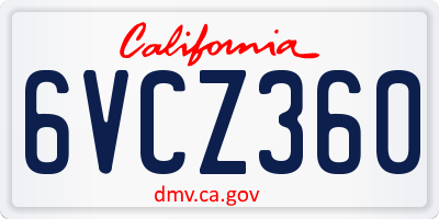 CA license plate 6VCZ360