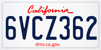 CA license plate 6VCZ362