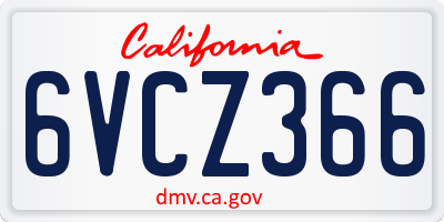 CA license plate 6VCZ366