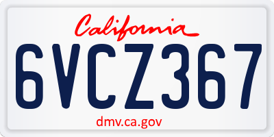 CA license plate 6VCZ367