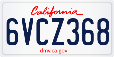 CA license plate 6VCZ368