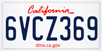 CA license plate 6VCZ369