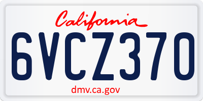 CA license plate 6VCZ370
