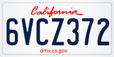 CA license plate 6VCZ372