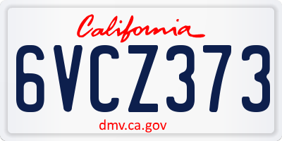 CA license plate 6VCZ373