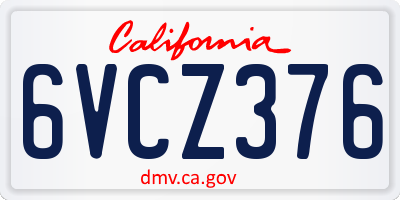 CA license plate 6VCZ376