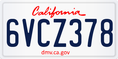 CA license plate 6VCZ378