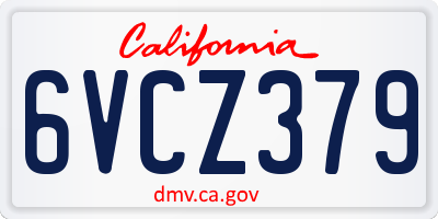 CA license plate 6VCZ379