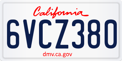 CA license plate 6VCZ380