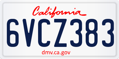 CA license plate 6VCZ383