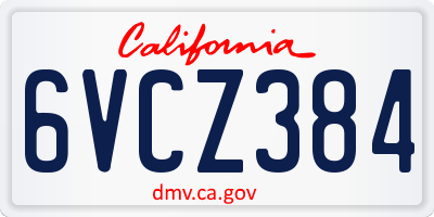 CA license plate 6VCZ384